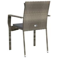 Tuinstoelen 2 st met kussens poly rattan grijs - thumbnail