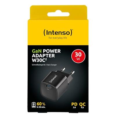 Intenso Power Adapter W30C² black USB-oplader 30 W 1x USB-C Zwart Binnen GaN, USB Power Delivery (USB-PD)
