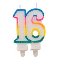 16 Jaar Glitterkaarsjes met 2 houders - thumbnail