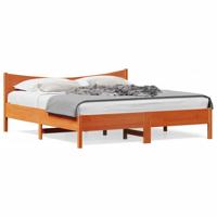 Bedframe zonder matras massief grenenhout wasbruin 180x200 cm - thumbnail