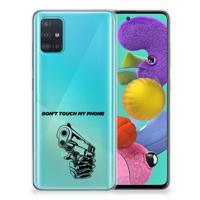 Samsung Galaxy A51 Silicone-hoesje Gun Don't Touch My Phone - thumbnail
