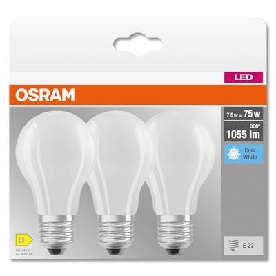 OSRAM HOMELIGHTING 4058075592476 LED-lamp Energielabel D (A - G) E27 Peer 7.5 W = 75 W Neutraalwit (Ø) 60 mm 3 stuk(s)