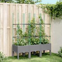 VidaXL Plantenbak met latwerk 120x40x142,5 cm polypropeen lichtgrijs - thumbnail