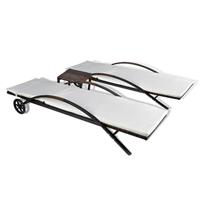 Ligbeddenset poly rattan bruin 3-delig - thumbnail