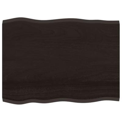 Tafelblad natuurlijke rand 80x60x2 cm eikenhout donkerbruin