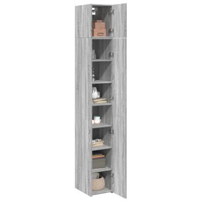 Opbergkast smal 30x42,5x225 cm bewerkt hout grijs sonoma eiken