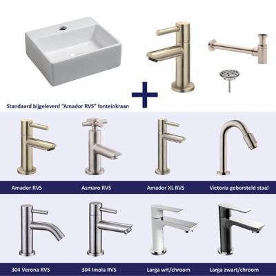 FonteinPack Leto 33.5x29 cm RVS (Keuze uit 8 kranen)