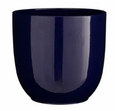 Tusca pot rond donkerblauw glanzend h13xd13,5 cm Mica Decorations - Mica decorations