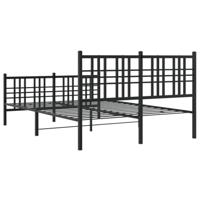 Bedframe met hoofd- en voeteneinde metaal zwart 140x190 cm - thumbnail