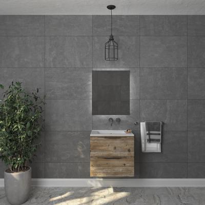 Badkamermeubelset Gliss Design Hera Mat Zwart 60cm 2 Laden Zwart Grenen (Keuze Wastafel)