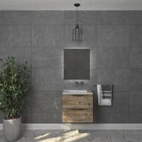 Badkamermeubelset Gliss Design Hera Mat Zwart 60cm 2 Laden Zwart Grenen (Keuze Wastafel) - thumbnail