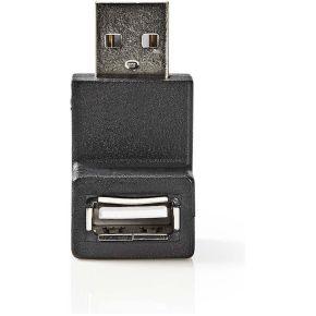 Nedis USB-A Adapter | USB 2.0 | USB-A Male | USB-A Female | 480 Mbps | Rond | Vernikkeld | PVC | Zwart | Doos - CCGB60940BK
