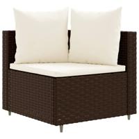 4-delige Loungeset met kussens poly rattan bruin - thumbnail
