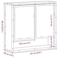 Badkamerspiegelkast 65x20x60 cm bewerkt hout grijs sonoma eiken - thumbnail