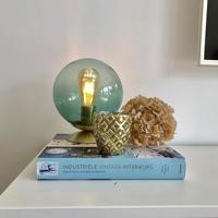 QAZQA Art deco tafellamp messing met groen glas - Pallon - thumbnail