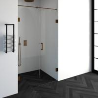 Brauer Void - Nisdeur - 2-Delig - Helder Glas - 120 x 200 cm - Omkeerbaar - met Draaideur 60 cm - Aan Muur - incl. Glascoating - PVD Koper - thumbnail