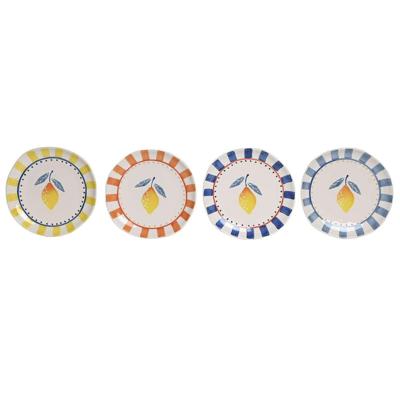 Dinerbord Home ESPRIT Geel Blauw Wit Oranje Keramiek Citroen Mediterrane (4 Stuks)