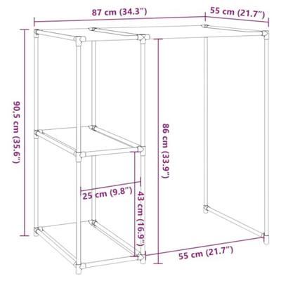 Opbergrek voor boven wasmachine 87x55x90,5 cm ijzer zwart - thumbnail