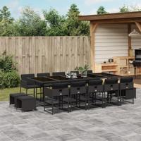 15-delige Tuinset met kussens poly rattan zwart - thumbnail
