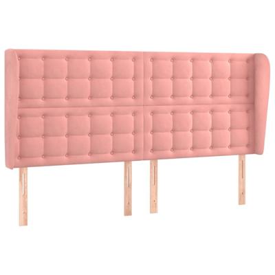 Hoofdbord met randen 163x23x118/128 cm fluweel roze