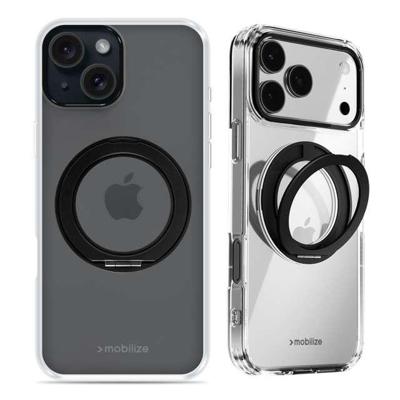 Mobilize MagSafe Compatible 360 Rotating Ring Stand Case Apple iPhone 15 Clear/Black