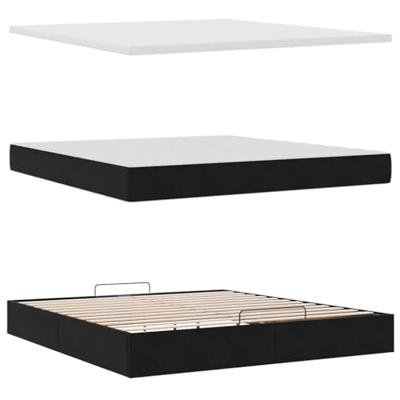 Ottoman bed met matras 160x200cm fluweel zwart