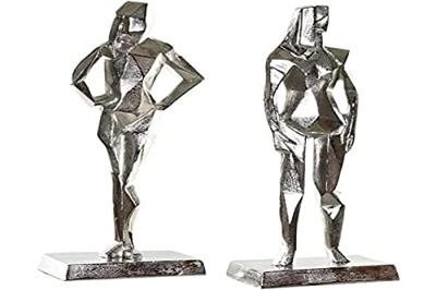 Decoratieve figuren DKD Home Decor 8424001856480 23 x 13 x 62 cm Zilverkleurig (2 Stuks) Decoratieve figuren DKD Home Decor 8424001856480 23 x 13 x 62 cm Zilverkleurig (2 Stuks)