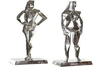 Decoratieve figuren DKD Home Decor 8424001856480 23 x 13 x 62 cm Zilverkleurig (2 Stuks) - thumbnail