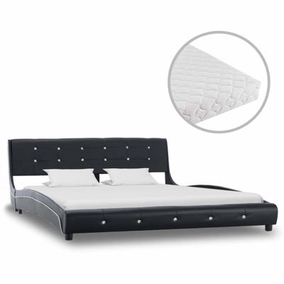 vidaXL Bed met matras kunstleer zwart 160x200 cm vidaXL Bed met matras kunstleer zwart 160x200 cm
