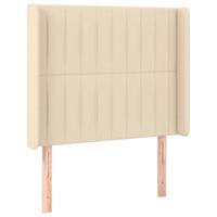 Hoofdbord met randen 93x16x118/128 cm stof crèmekleurig - thumbnail