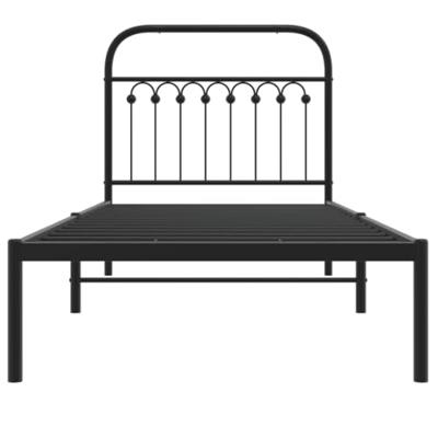Bedframe met hoofdbord metaal zwart 90x190 cm Bedframe met hoofdbord metaal zwart 90x190 cm