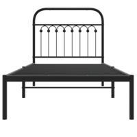 Bedframe met hoofdbord metaal zwart 90x190 cm - thumbnail