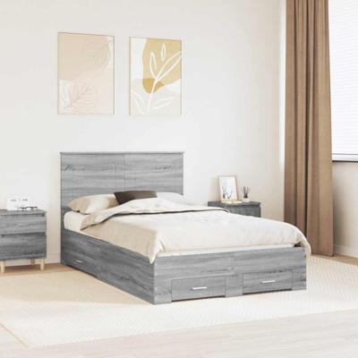 Bedframe met hoofdeinde Grijs Sonoma 120 x 200 cm Bewerkt hout