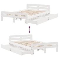 Bedframe zonder matras massief grenenhout wit 135x190 cm - thumbnail