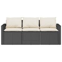 2-delige Tuinset met kussens poly rattan zwart - thumbnail