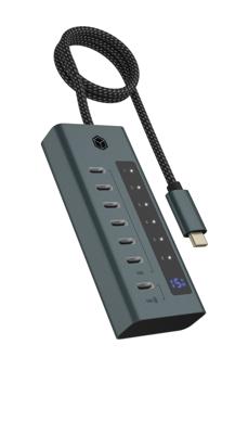 ICY BOX 7-port usb-c 3.2 gen 2 usb-hub (blauwgrijs)