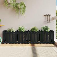 Plantenbak verhoogd hekontwerp 200x50x50 cm grenenhout zwart - thumbnail