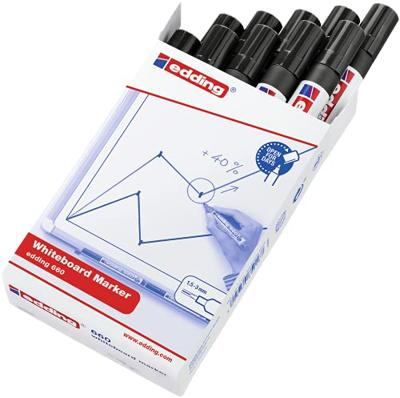 Whiteboard-marker Edding 661 Whiteboard Zwart (10 Stuks)