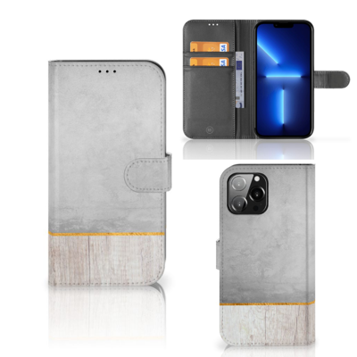 iPhone 13 Pro Max | Book Style Case | Wood Concrete
