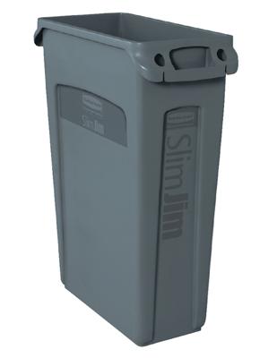 Afvalbak Rubbermaid Slim Jim Vented met luchtsleuven 87 liter grijs Afvalbak Rubbermaid Slim Jim Vented met luchtsleuven 87 liter grijs