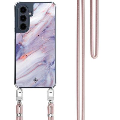 Samsung Galaxy A16 hoesje met rosegoud koord - Marmer paars
