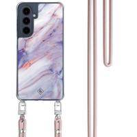 Samsung Galaxy A16 hoesje met rosegoud koord - Marmer paars - thumbnail