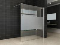 Comfort inloopdouche 1600 x 2000 x 8 mm nano helder glas met melkglas middenband/chroom - thumbnail