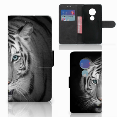 Motorola Moto G7 Play | Telefoonhoesje | Met pasjeshouder | Tijger Motorola Moto G7 Play | Telefoonhoesje | Met pasjeshouder | Tijger