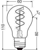 OSRAM HOMELIGHTING 4058075836648 LED-lamp Energielabel F (A - G) E27 Peer 8 W = 60 W Warmwit (Ø x l) 60 mm x 110 mm 1 stuk(s) - thumbnail