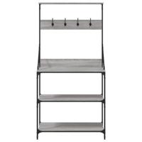 Bakkersrek met haken 4-laags bewerkt hout grijs sonoma eiken - thumbnail