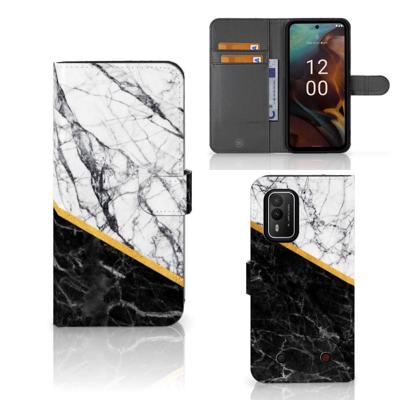 Nokia XR21 | Bookcase | Marmer Wit Zwart - Origineel Cadeau Man