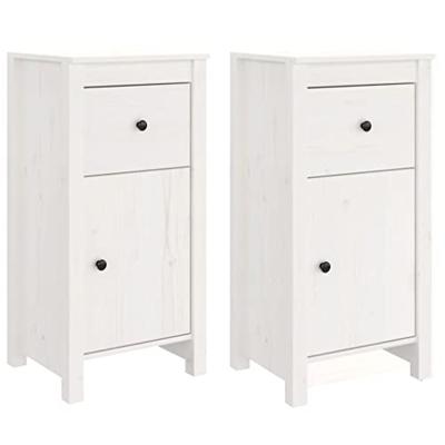 Dressoirs 2 st 40x35x80 cm massief grenenhout wit