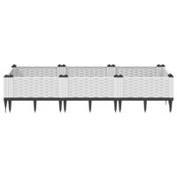 Plantenbak met pinnen 125x40x28,5 cm polypropeen wit - thumbnail