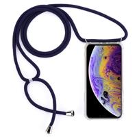 Vierhoek anti-val transparante TPU mobiele telefoon geval met Lanyard voor iPhone X/XS (donkerblauw) - thumbnail